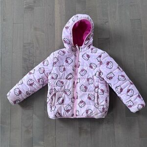 Hello Kitty Pink Fleece Puffer Reversible Jacket
